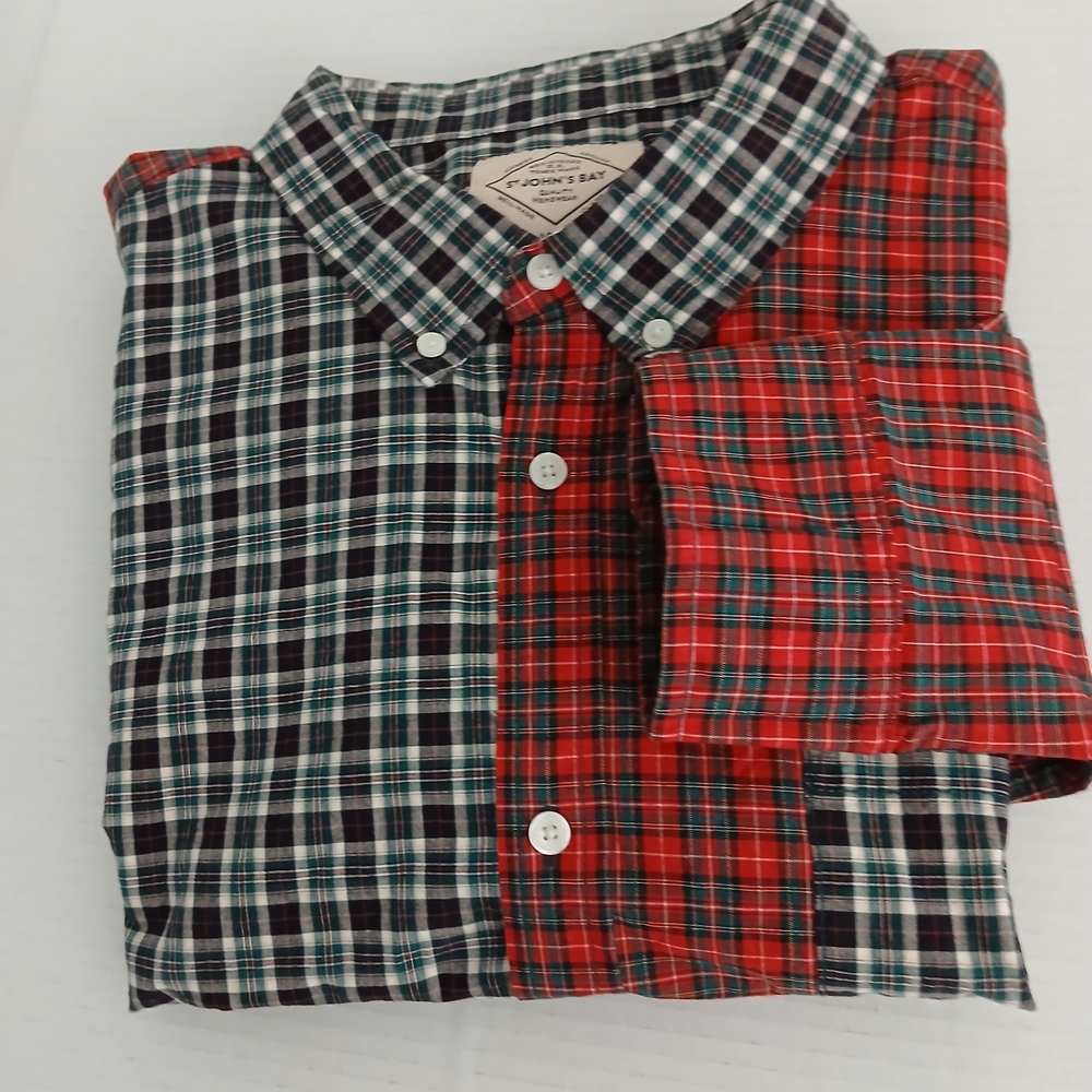 St. John's Bay Red and Black Plaid Button Down Shirt Size XXL New $20 - Picture 10 of 12